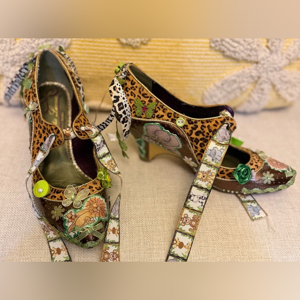 HandMade OOAK Mary Jane wedge statement heel in safari zoo jungle theme 8/39 - Picture 7 of 12